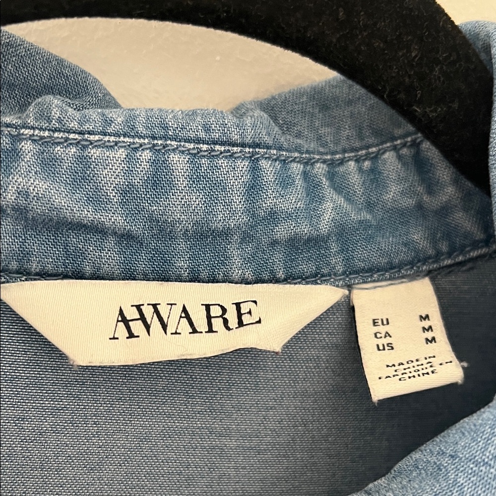 Denim Button-Front Blouse - Picture 4 of 6